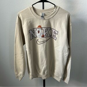 Cream Sweatshirt with Ghost Graphic